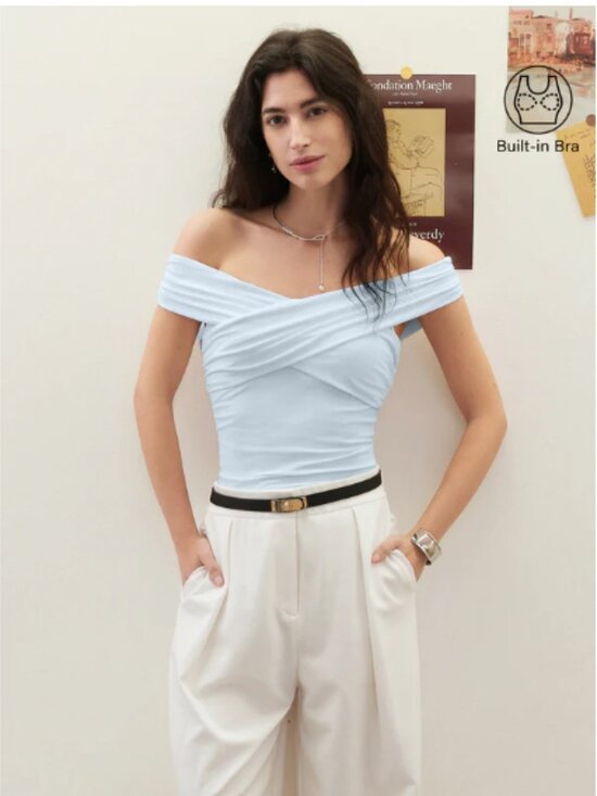 OGL Tops - Criss Cross Off Shoulder New Airy Bra Top